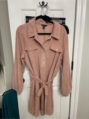 Tribal Dusty Rose Corduroy Shirt Dress